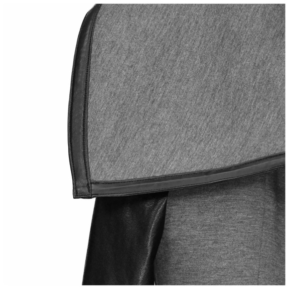 Gray & Black Asymmetrical Vegan Leather Jacket - Picture 5 of 6